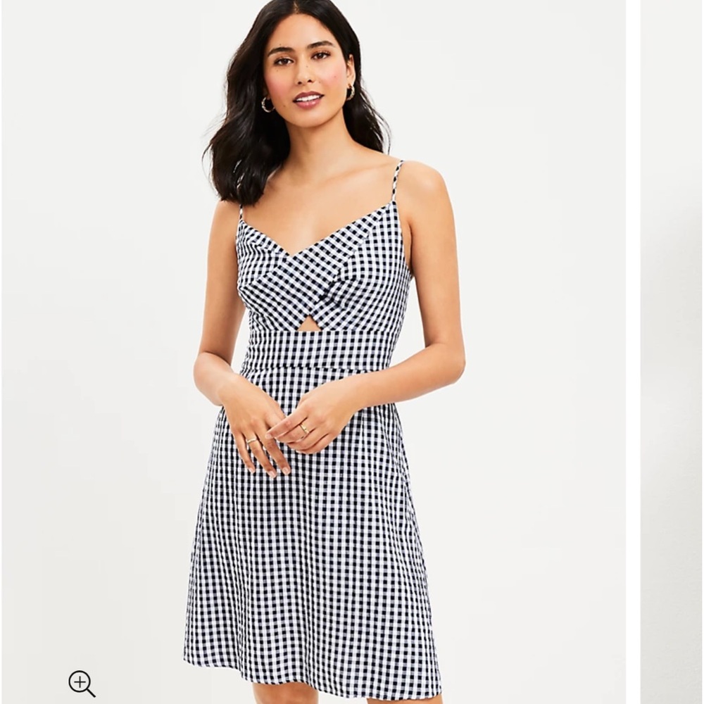 NWT Loft Gingham Twist Cutout Cami Dress Size 16